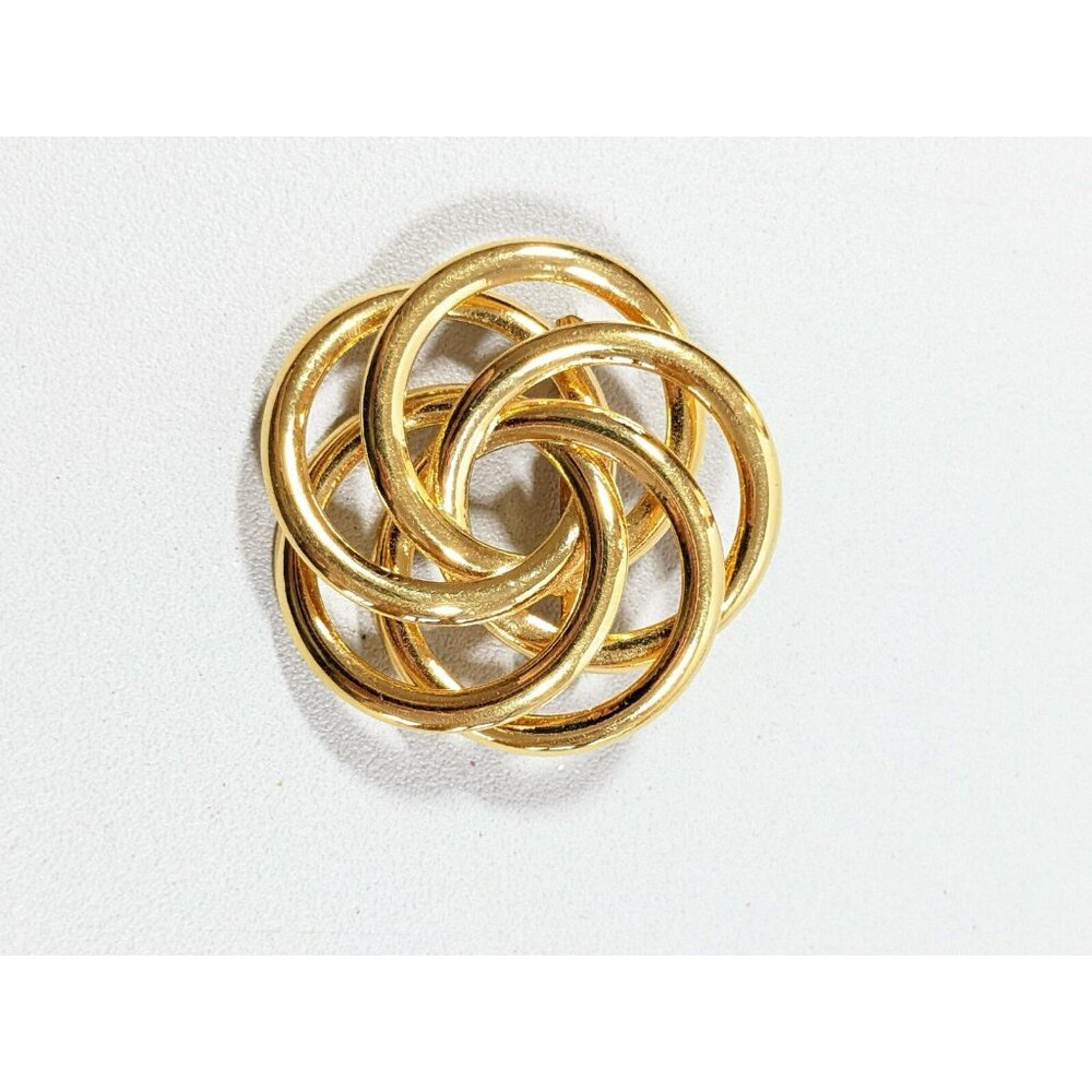 Vintage Napier Gold Tone Interlocking Circle‎ Love Knot Round Pin Brooch